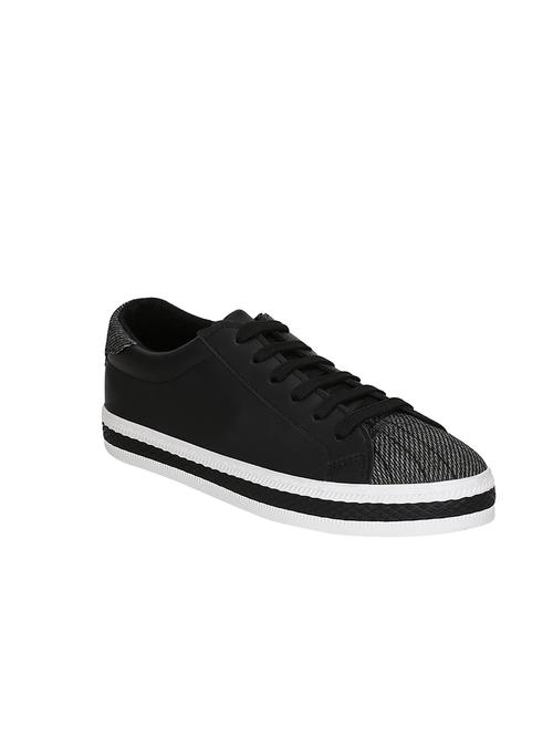 black faux leather laceup sneakers - 13987966 - Very Small Image - 1