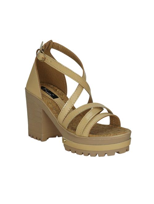 beige faux leather platforms sandals - 13988011 - Very Small Image - 1