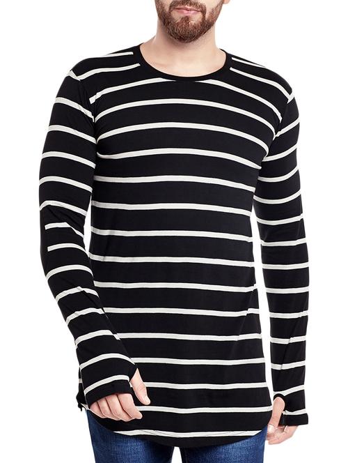 black monochrome striped  t-shirt - 13988498 - Very Small Image - 1