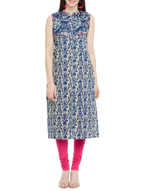 cotton  indigo kurta - 13990153 - Very Small Image - 1