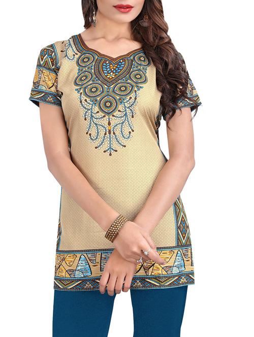 brown crepe straight kurti - 13991973 - Very Small Image - 1
