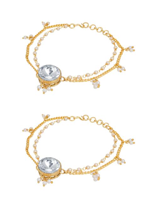 gold plated anklets and payal - 13992551 - Very Small Image - 1