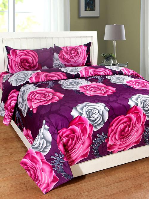 hfi 140 tc polycotton double bed sheet with 2 pillow covers - 13993058 - Very Small Image - 1
