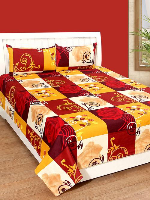 hfi 140 tc polycotton double bed sheet with 2 pillow covers - 13993062 - Very Small Image - 1