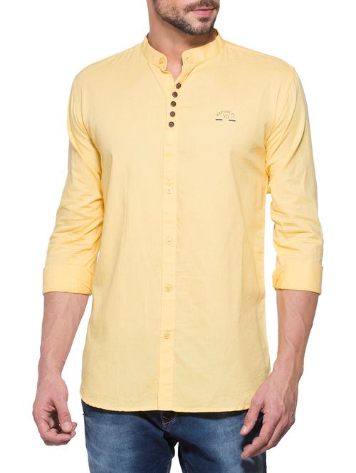 yellow cotton casual shirt - 14000142 - Very Small Image - 1