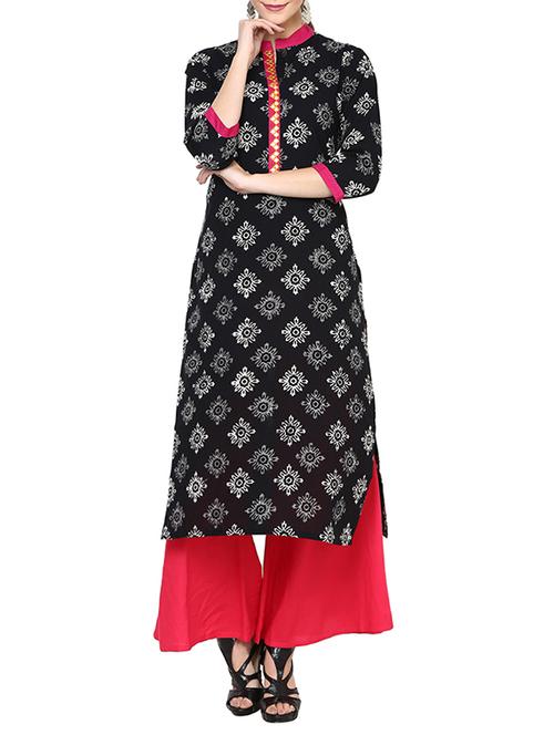 hand block printed long kurta - 14001137 - Very Small Image - 1