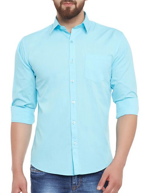 light blue cotton casual shirt - 14002216 - Very Small Image - 1