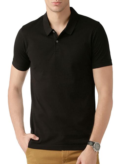 black solid polo t-shirt - 14002442 - Very Small Image - 1