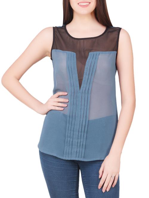 blue georgette top - 14002464 - Very Small Image - 1