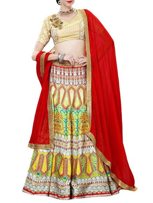 multi colored net flared lehenga - 14003701 - Very Small Image - 1