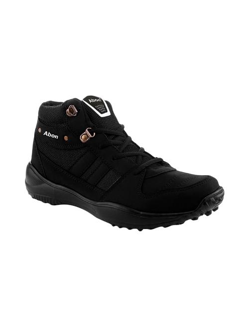 black leatherette lace up trekking shoe - 14008971 - Very Small Image - 1