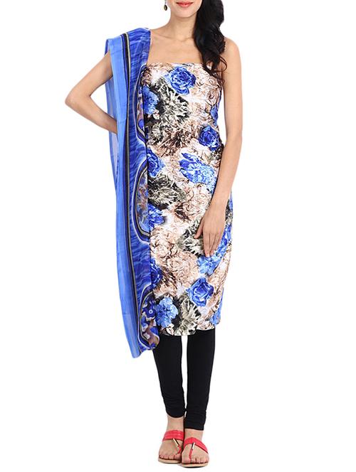 multicolor crepe printed dress material - 14009872 - Very Small Image - 1