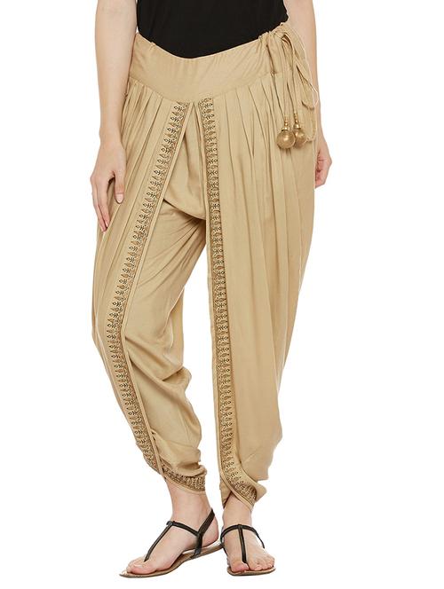 beige viscose dhoti salwar salwars - 14010228 - Very Small Image - 1