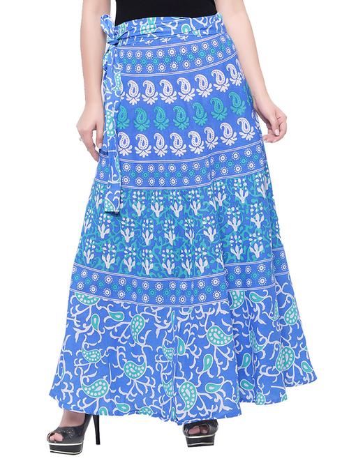 blue cotton printed wrap skirt - 14010530 - Very Small Image - 1