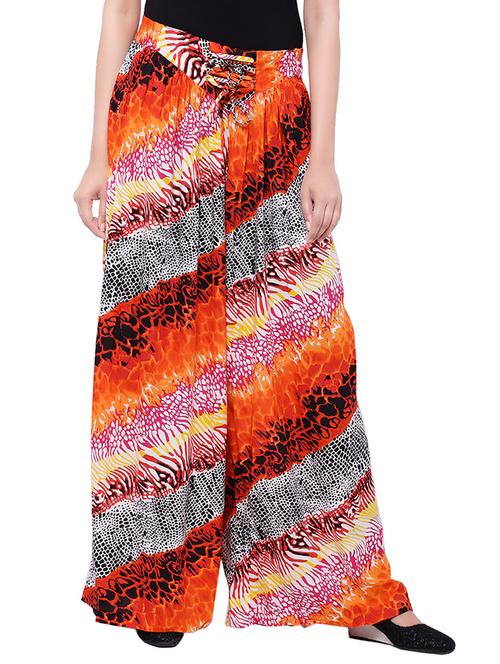 multi colored cotton printed palazzo - 14010548 - Very Small Image - 1