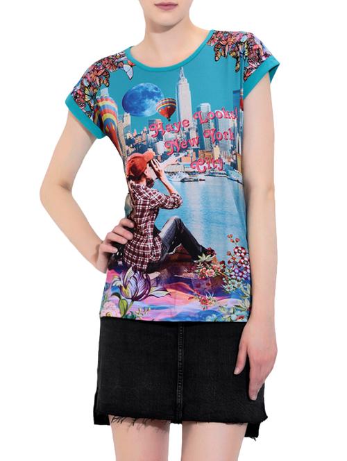 blue printed cotton top - 14011199 - Very Small Image - 1