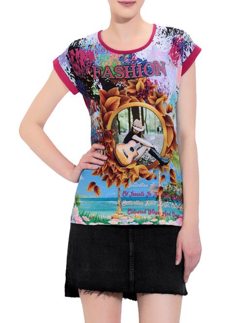 pink printed cotton top - 14011202 - Very Small Image - 1