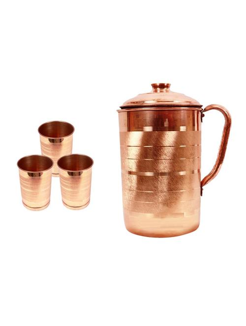 handmade pure copper jug with 3 glasses by joco prime - 14033729 - Very Small Image - 1
