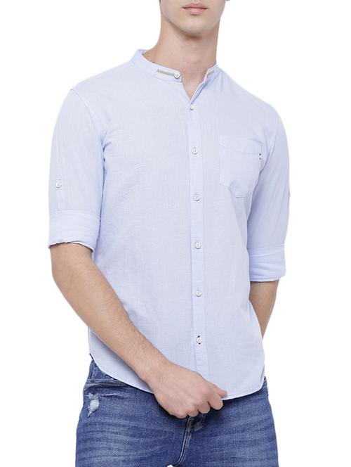 light blue cotton blend casual shirt - 14039532 - Very Small Image - 1