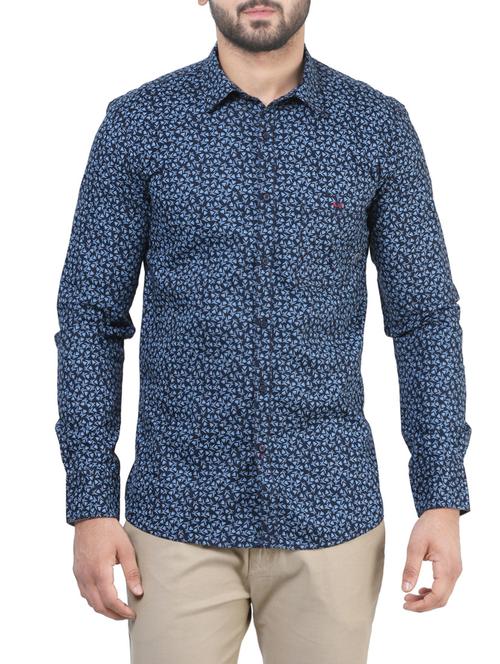 navy blue cotton casual shirt - 14039720 - Very Small Image - 1