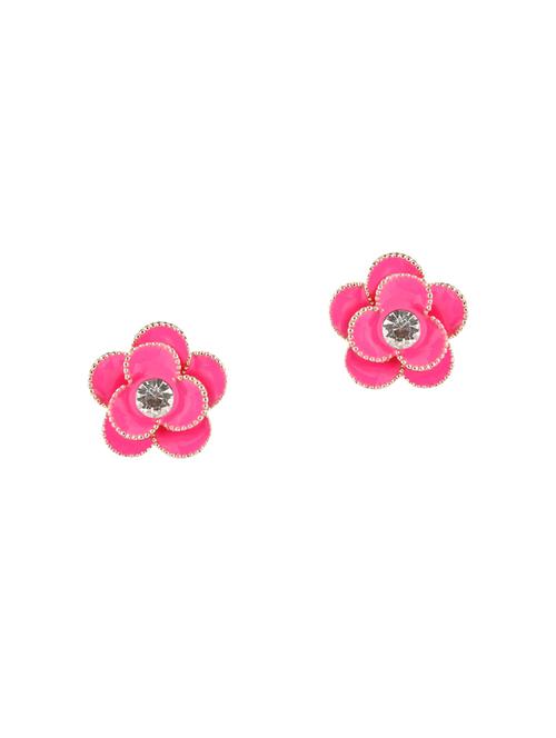 pink metal studs earrings - 14040492 - Very Small Image - 1