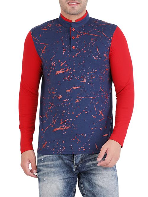 blue cotton front print t-shirt - 14042322 - Very Small Image - 1