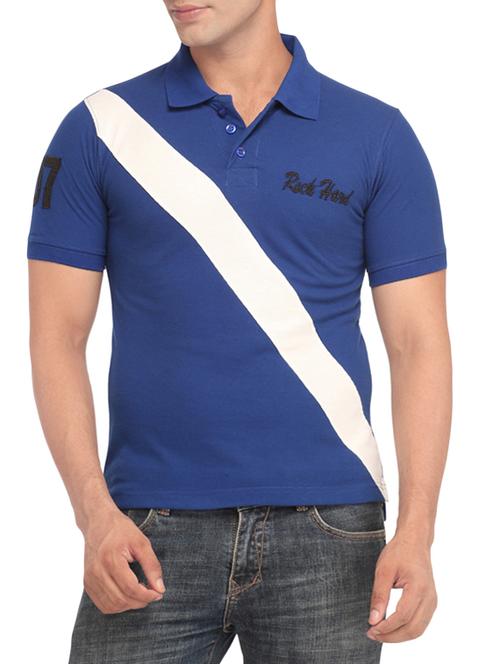 blue cotton color block t-shirt - 14042327 - Very Small Image - 1