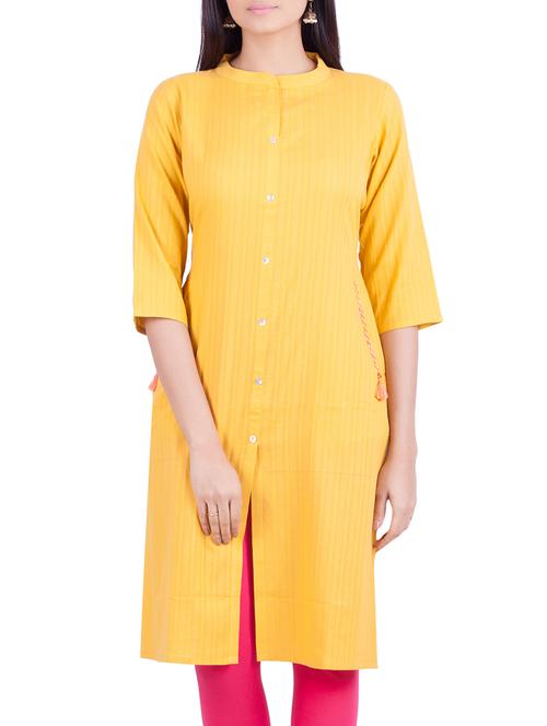 rene design studio yellow cotton regular kurta - 14042408 - Very Small Image - 1