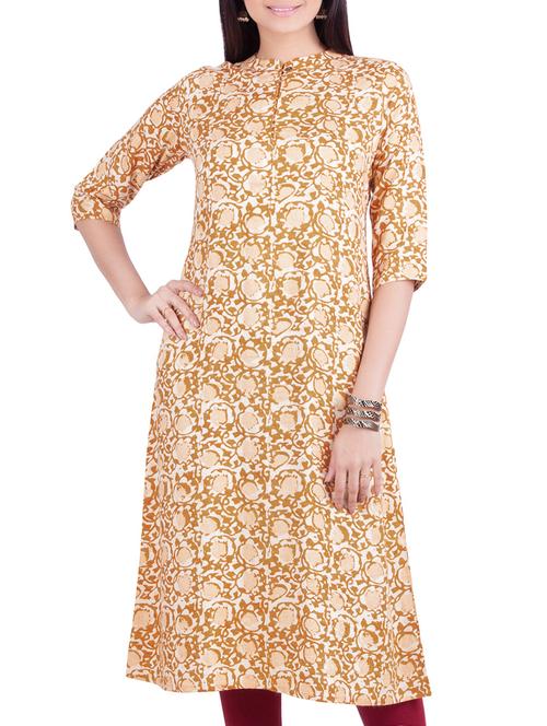 rene design studio beige rayon straight kurta - 14042416 - Very Small Image - 1