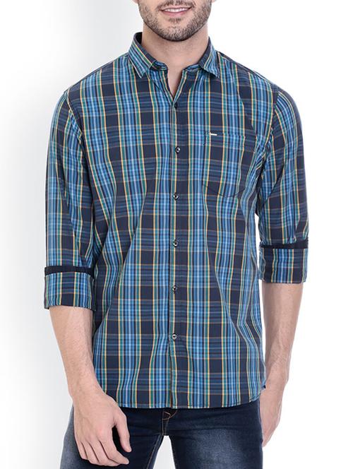 blue cotton casual shirt - 14042533 - Very Small Image - 1
