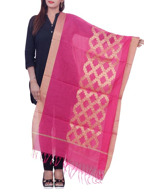 pink woven dupatta - 14044884 - Very Small Image - 1