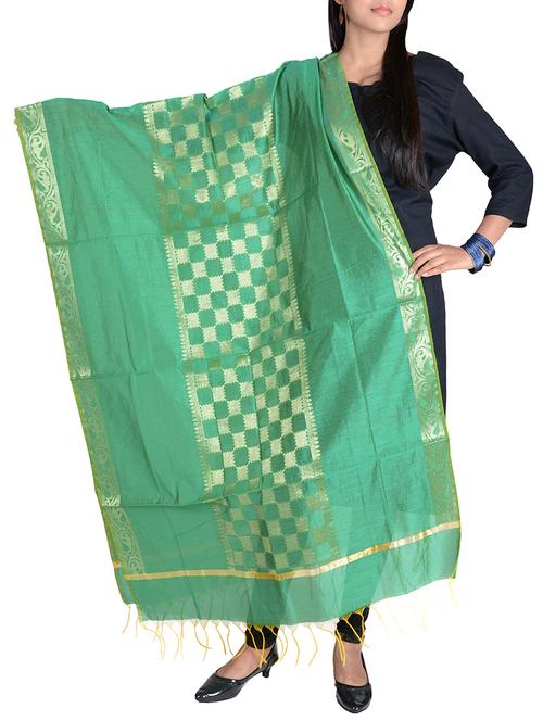 green woven dupatta - 14044901 - Very Small Image - 1