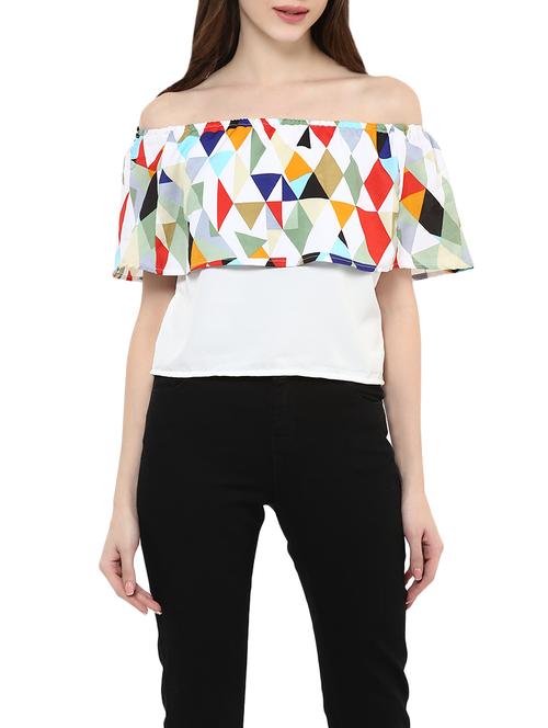 white crepe printed top - 14046536 - Very Small Image - 1