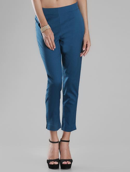 solid blue cotton trouser - 14046787 - Very Small Image - 1