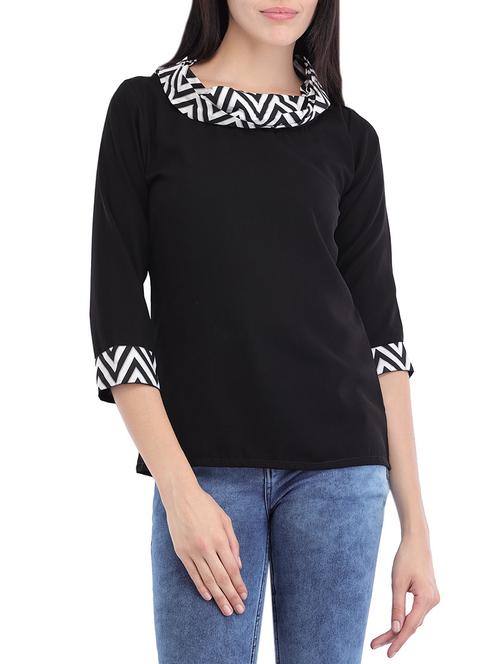 chevron cowl neck top - 14049048 - Very Small Image - 1
