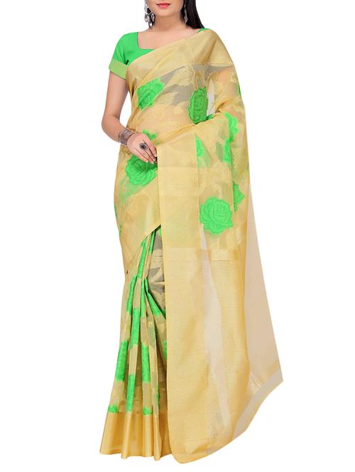 beige woven silk blend  saree - 14049695 - Very Small Image - 1