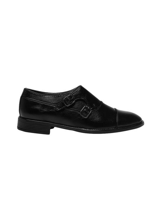 black leatherette slip on monk strap - 14052007 - Very Small Image - 1