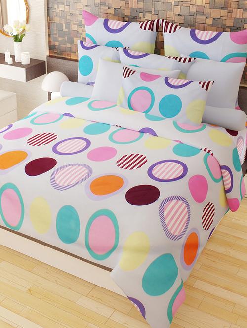 home candy colorful circular 3-d double bed sheet with 2 pillow covers - 14052087 - Very Small Image - 1
