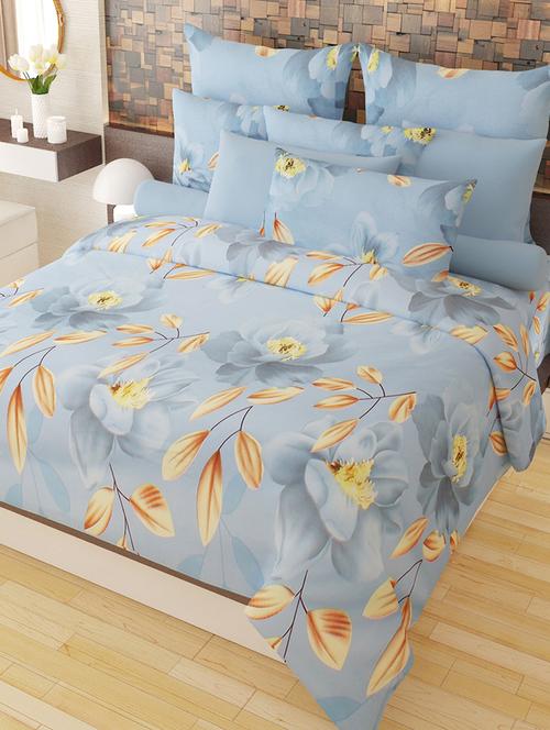 home candy vivid floral 3-d double bed sheet with 2 pillow covers - 14052098 - Very Small Image - 1