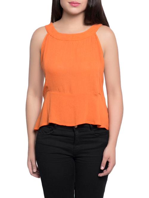 solid orange rayon top - 14054725 - Very Small Image - 1