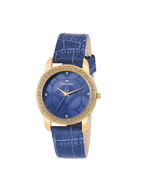 swisstone jewels-lr213 blue leather strap wrist watch for women - 14054796 - Very Small Image - 1