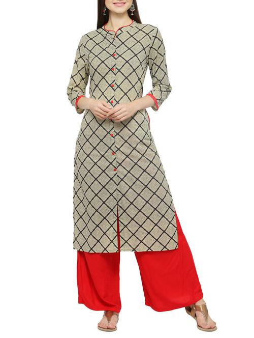 straight checkered kurta - 14062063 - Very Small Image - 1