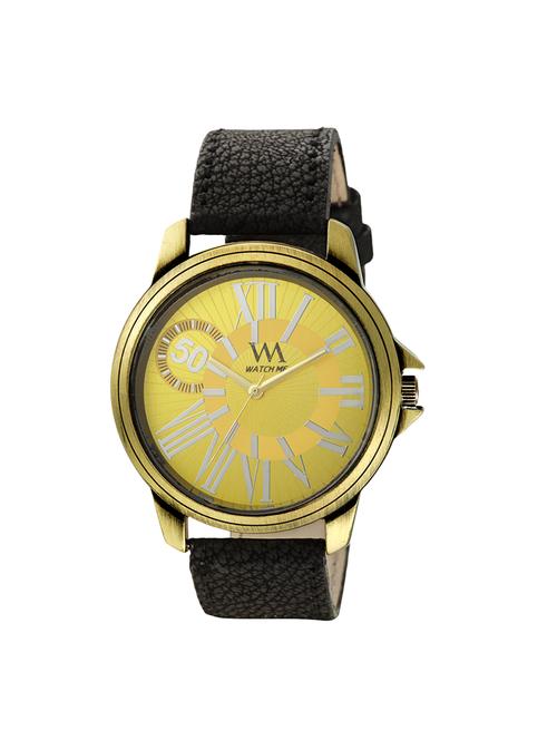 watch me gold color black leather strap watch wmal-269 - 14064613 - Very Small Image - 1
