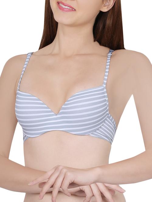 striped grey push up bra - 14065095 - Very Small Image - 1