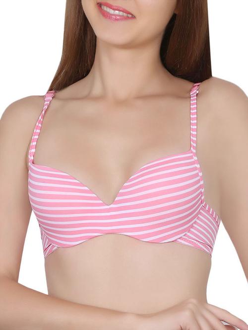 striped pink push up bra - 14065097 - Very Small Image - 1