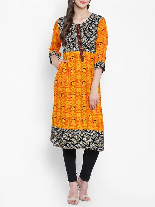 multi colored rayon straight kurta - 14066047 - Very Small Image - 1