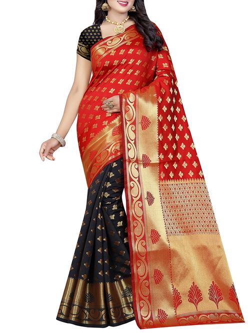 Red banarasi saree with blouse - 14066277 - Very Small Image - 1