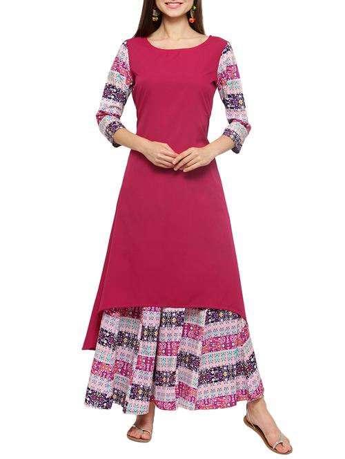 pink kurta palazzo  set - 14067051 - Very Small Image - 1