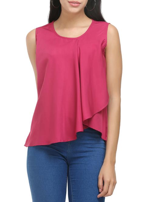 pink poly crepe layered top - 14068962 - Very Small Image - 1