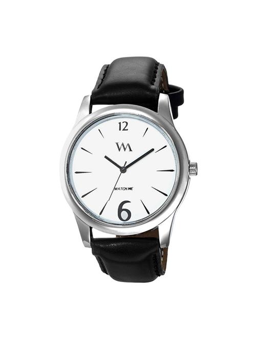watch me formal white watch with black leather strap for men and boys -227twx - 14069440 - Very Small Image - 1